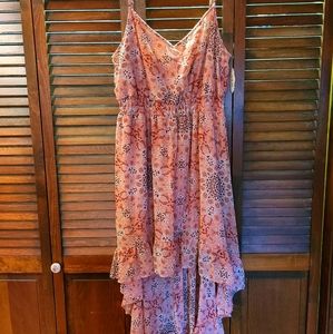A.U.W. XL light pink paisley print high low dress